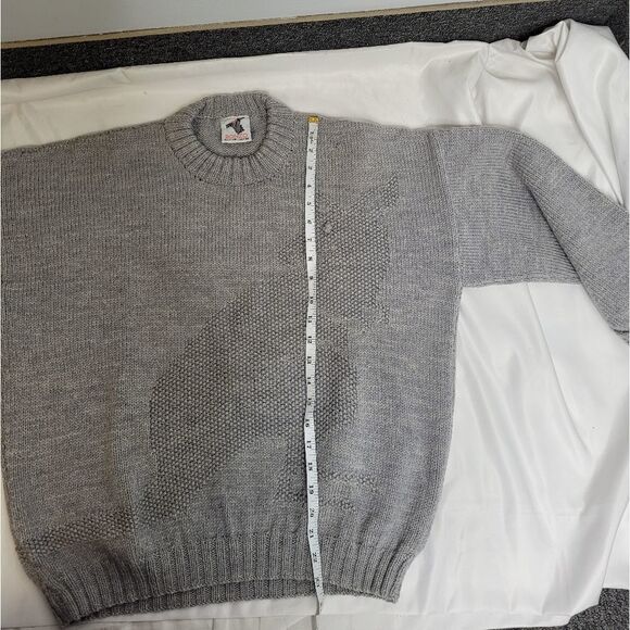 VINTAGE 80s Australian gray‎ wool kangaroo knit drop shoulder sweater M - Picture 10 of 11
